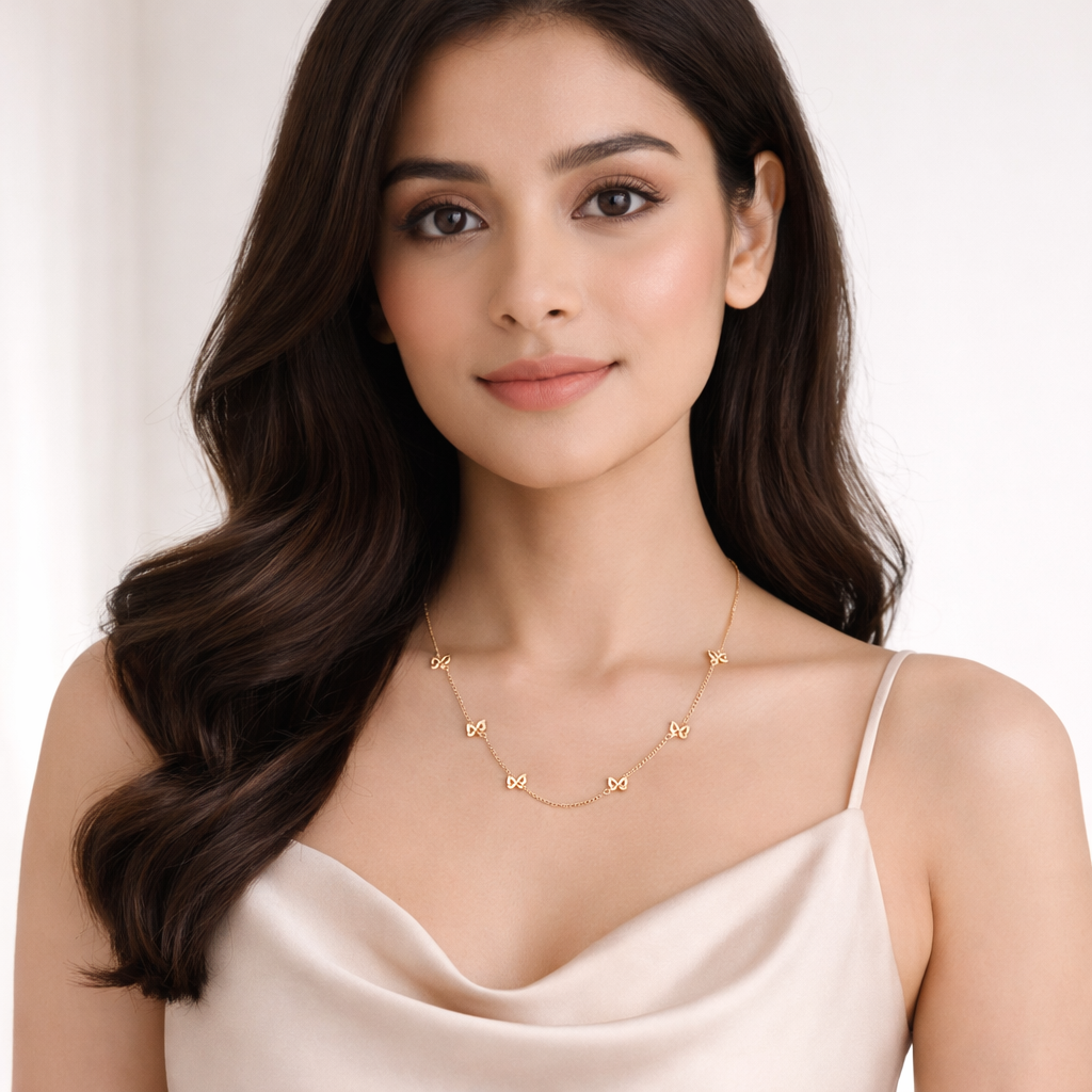 Golden Butterfly Charm Necklace – Elegant Minimal Chain Jewelry