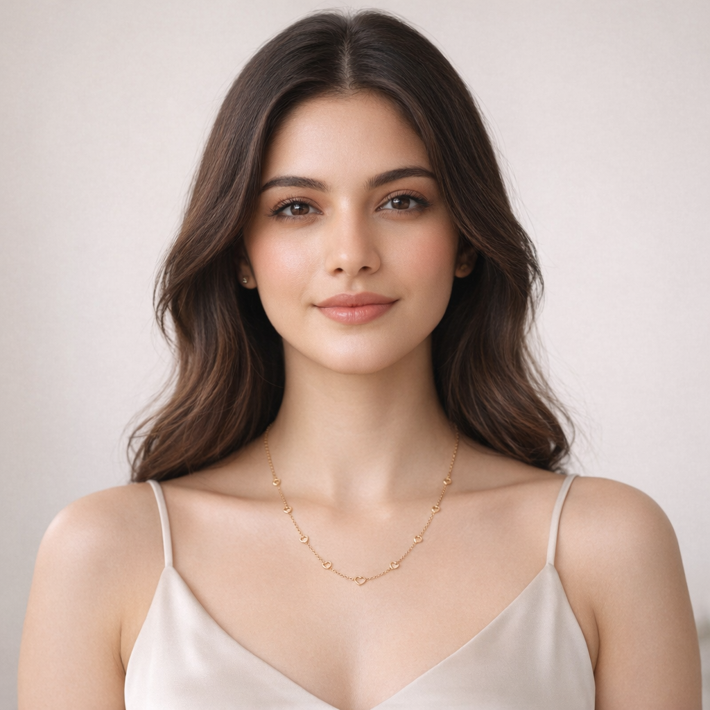 Open Heart Charm Necklace – Elegant Gold Finish Romantic Jewelry