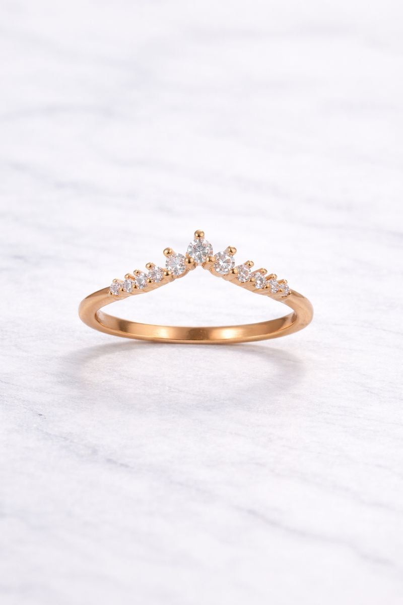 Crown-Style Gold Ring with Sparkling Crystal Accents