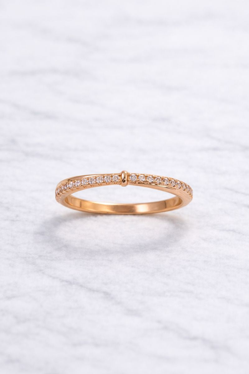 Classic Gold Pavé Band Ring with Crystal Detailing