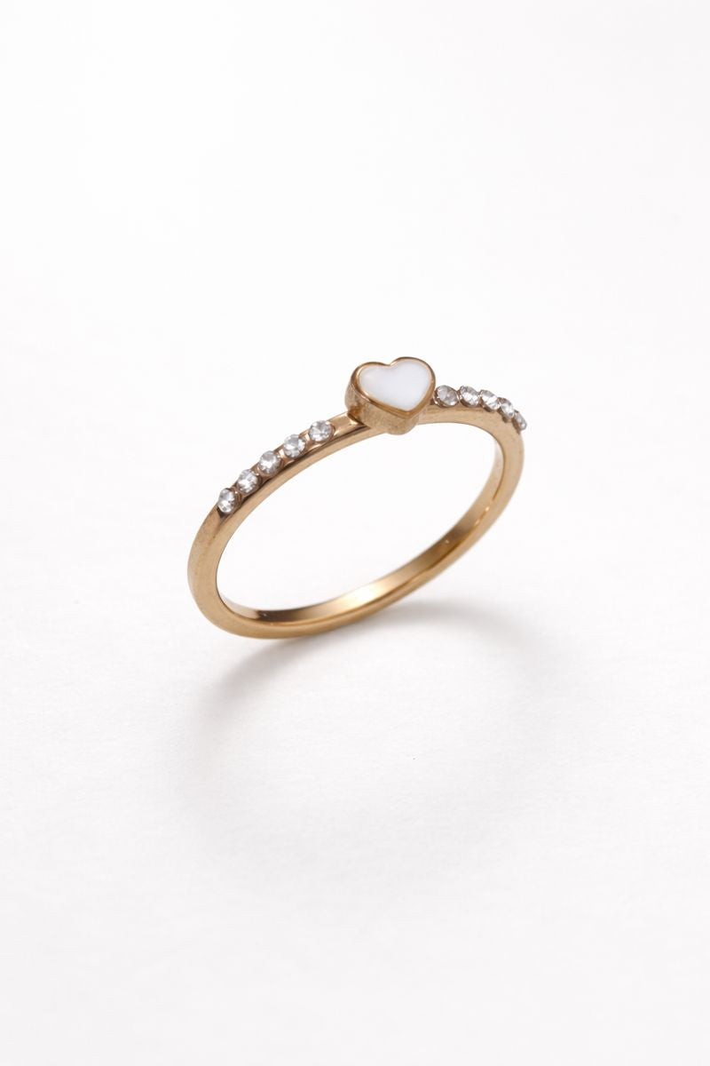 Minimal Heart Crystal Ring – Rose Gold Finish