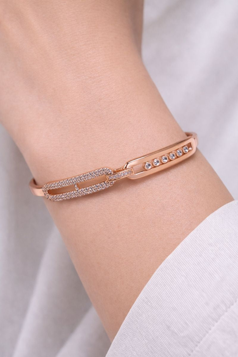 Rose Gold Crystal Link Cuff Bracelet