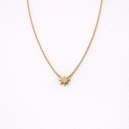 Gold-Plated Crystal Sunburst Pendant Necklace