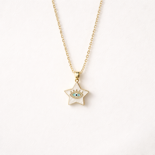 Gold-Plated Evil Eye Star Pendant Necklace