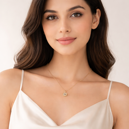 Elegant Evil Eye Pendant Necklace – Gold Finish with Crystal Detailing