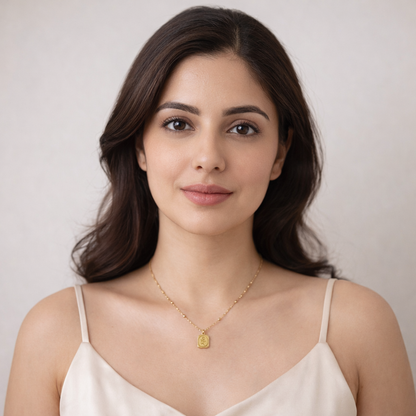 Elegant Rose Engraved Pendant Necklace – Gold Finish Minimal Jewelry