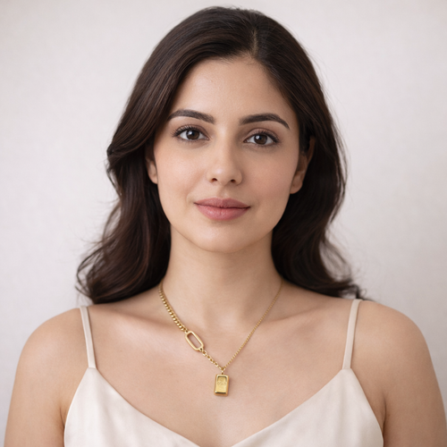 Gold Bar Pendant Necklace – Modern Minimal Luxury Chain