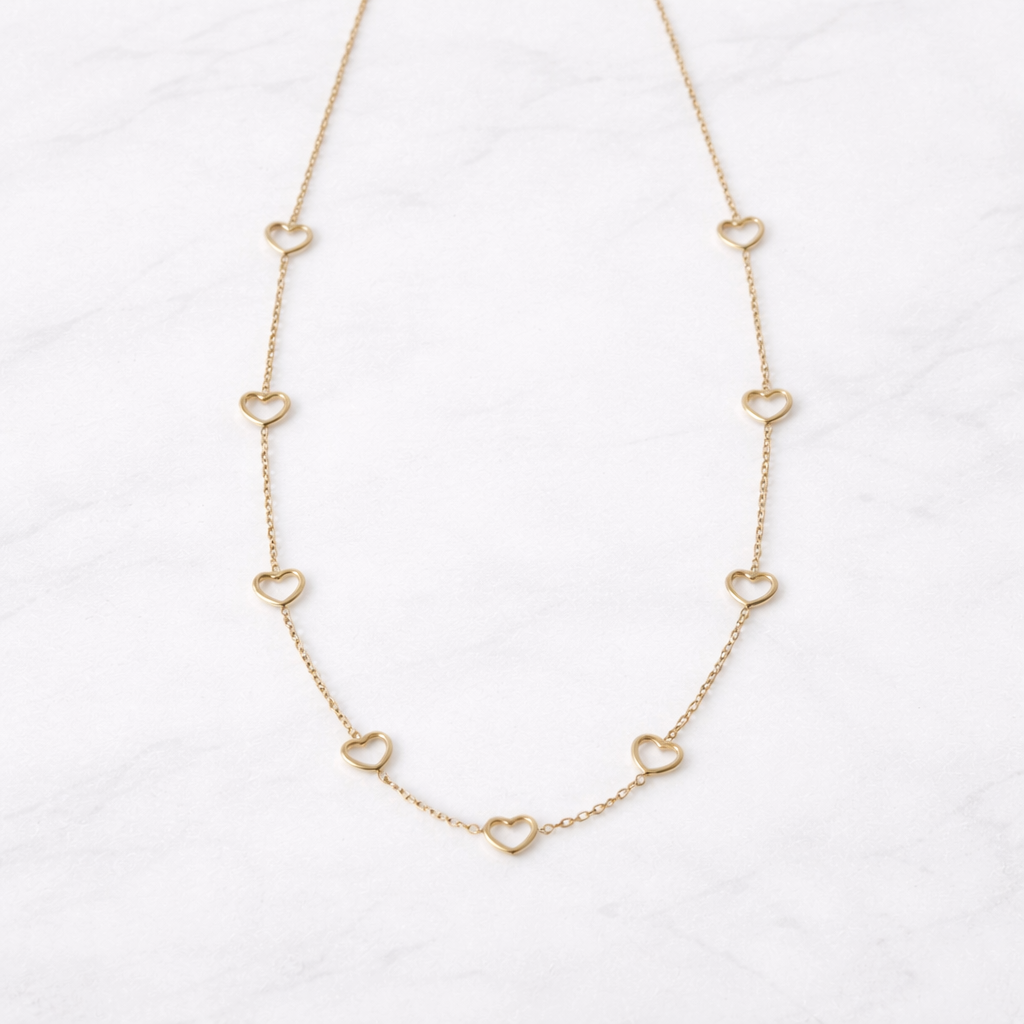 Open Heart Charm Necklace – Elegant Gold Finish Romantic Jewelry
