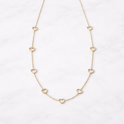 Open Heart Charm Necklace – Elegant Gold Finish Romantic Jewelry