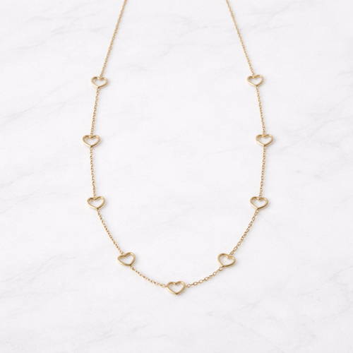 Open Heart Charm Necklace – Elegant Gold Finish Romantic Jewelry