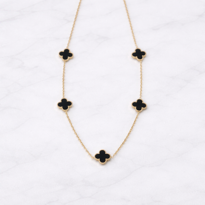 Black Clover Charm Necklace – Gold Finish Elegant Minimal Jewelry