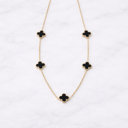 Black Clover Charm Necklace – Gold Finish Elegant Minimal Jewelry