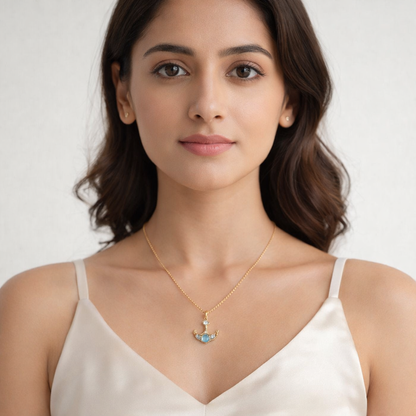 Anchor Crystal Pendant Necklace – Gold Finish Nautical Luxury Jewelry