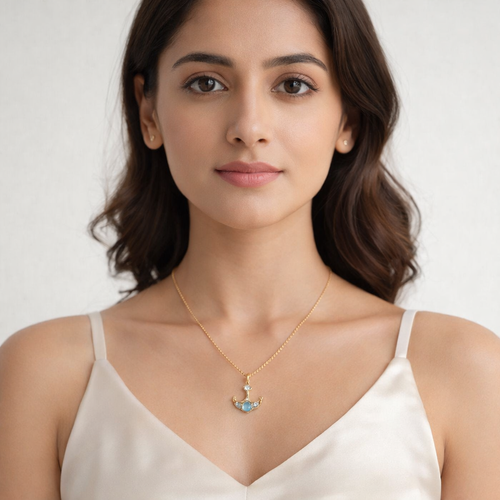 Anchor Crystal Pendant Necklace – Gold Finish Nautical Luxury Jewelry