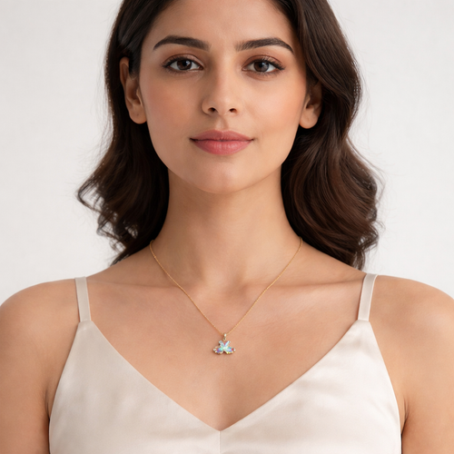 Blue Crystal Heart Pendant Necklace – Gold Finish Elegant Jewelry