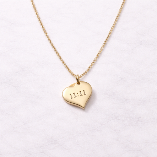11:11 Heart Pendant Necklace – Gold Finish Manifestation Jewelry