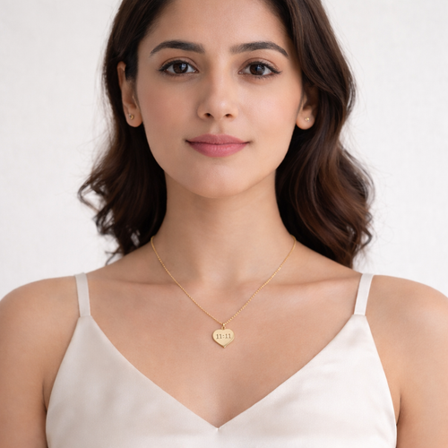 11:11 Heart Pendant Necklace – Gold Finish Manifestation Jewelry