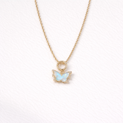 Blue Crystal Butterfly Pendant Necklace – Gold Finish Elegant Jewelry