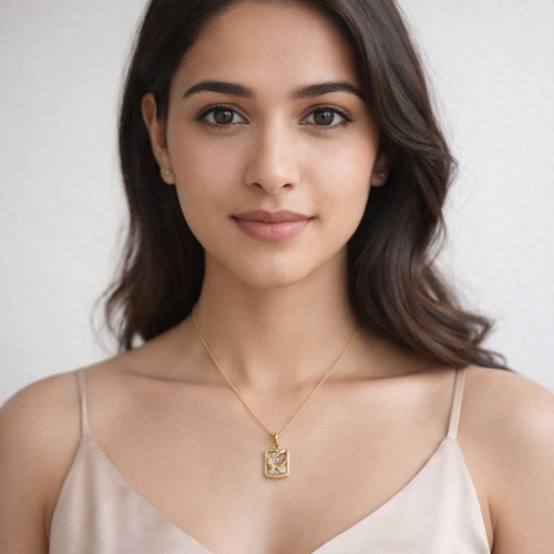 Abstract Floral Crystal Pendant Necklace – Gold Finish Elegant Jewelry