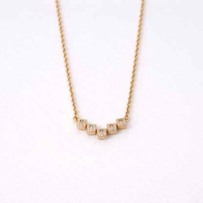 Geometric Crystal Bar Necklace – Gold Finish Minimal Pendant