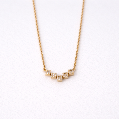 Geometric Crystal Bar Necklace – Gold Finish Minimal Pendant