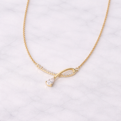 Crystal Infinity Drop Necklace – Gold Finish Elegant Pendant