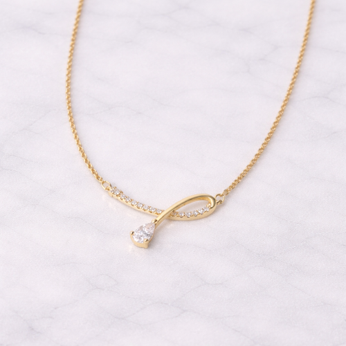 Crystal Infinity Drop Necklace – Gold Finish Elegant Pendant