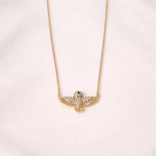 Crystal Flying Bird Pendant Necklace – Gold Finish Elegant Jewelry