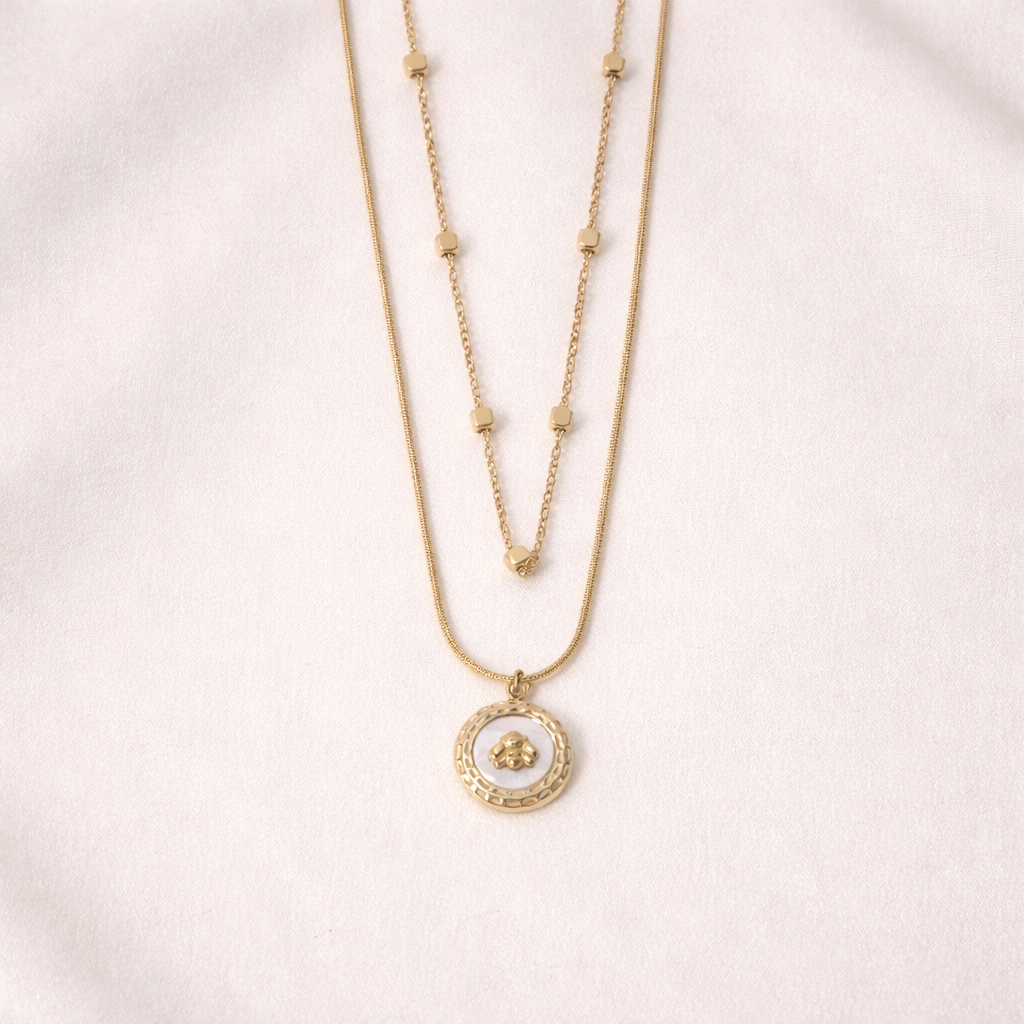 Gold-Plated Layered Coin Pendant Necklace