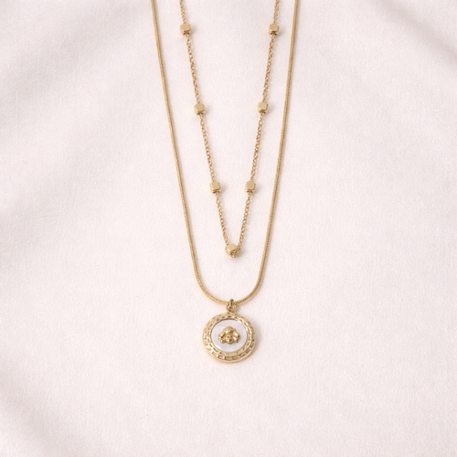 Gold-Plated Layered Coin Pendant Necklace
