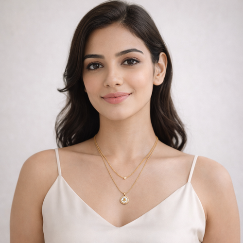 Gold-Plated Layered Coin Pendant Necklace