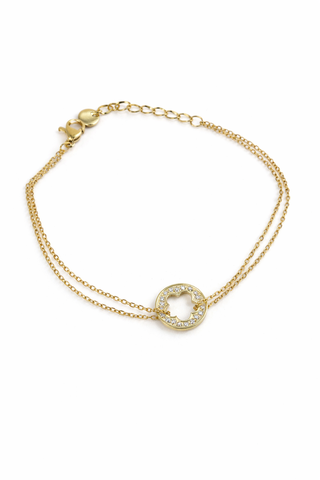 ✨ Crystal Clover Gold Bracelet – Subtle Sparkle, Endless Grace ✨