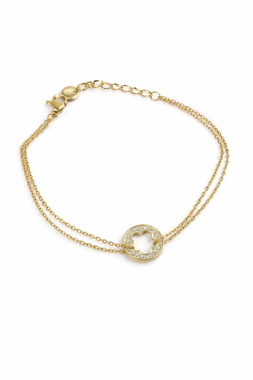 ✨ Crystal Clover Gold Bracelet – Subtle Sparkle, Endless Grace ✨