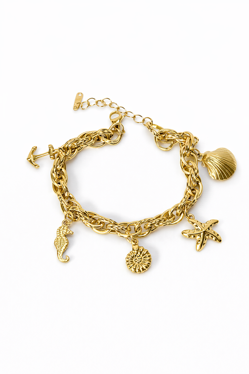 🌊 Ocean Charm Gold Bracelet – A Touch of the Sea 🌊