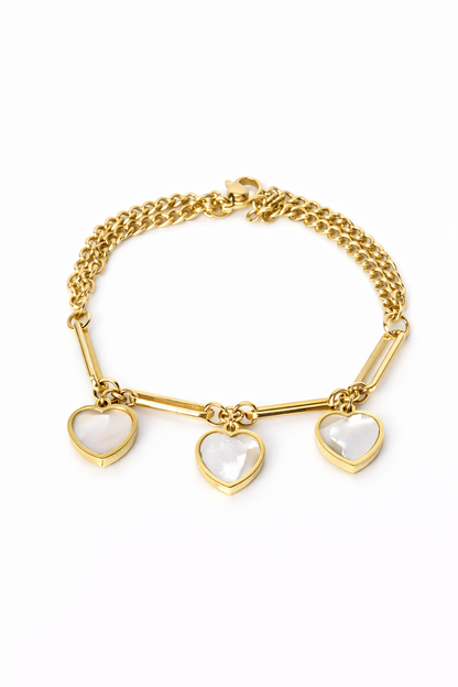 💛 Triple Heart Gold Chain Bracelet – Love in Every Detail 💛