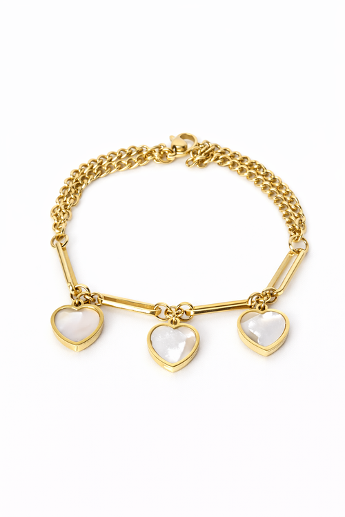 💛 Triple Heart Gold Chain Bracelet – Love in Every Detail 💛