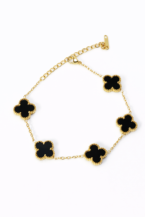 🖤 Black Clover Gold Bracelet – Bold Elegance, Timeless Luck 🖤