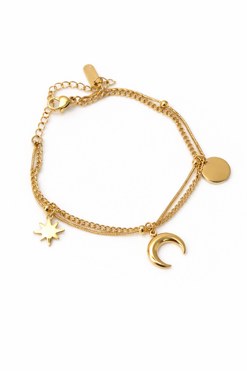 🖤🤍 Dual Tone Clover Gold Bracelet – Modern Elegance with Lucky Charm 🖤🤍