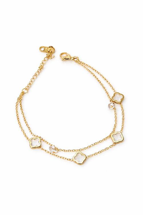 🖤🤍 Dual Tone Clover Gold Bracelet – Modern Elegance with Lucky Charm 🖤🤍