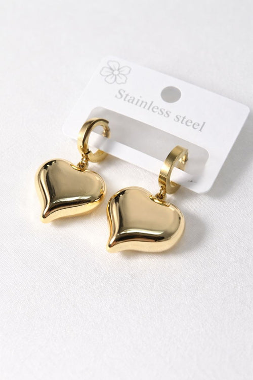 Golden Heart Drop Earrings