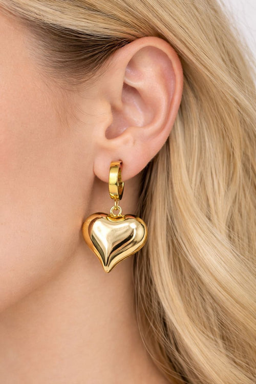 Golden Heart Drop Earrings