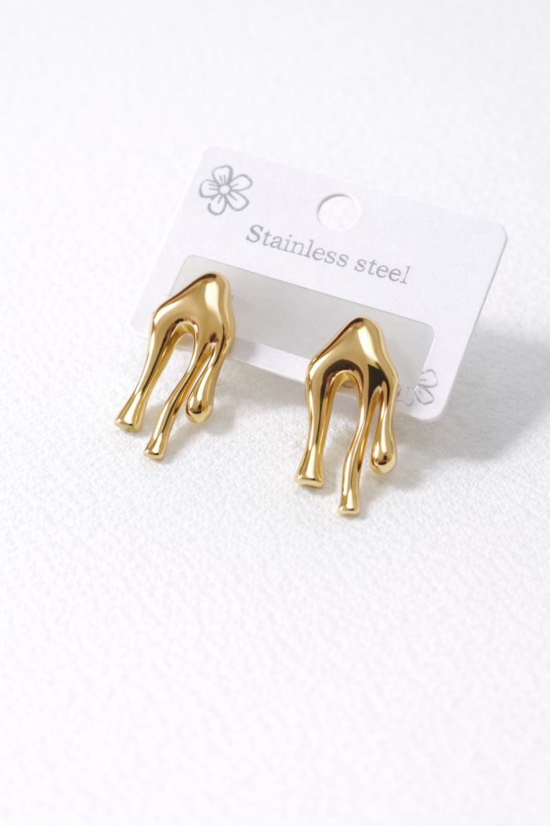 Abstract Gold Drip Stud Earrings