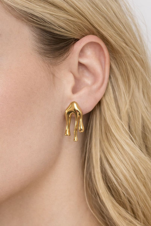 Abstract Gold Drip Stud Earrings