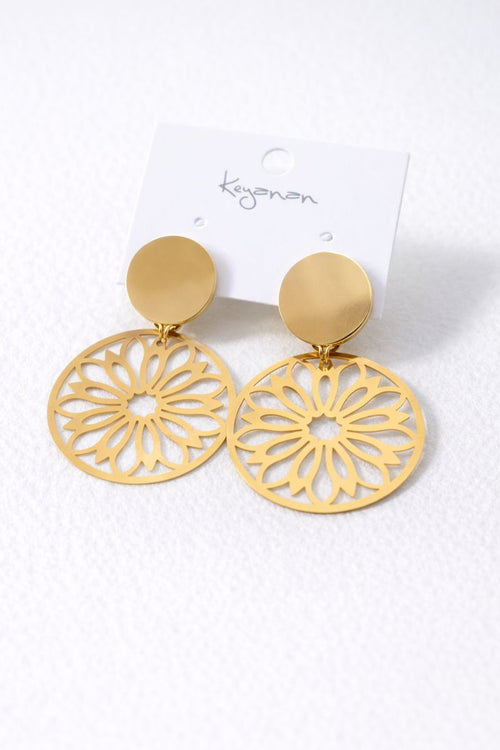 Gold Floral Cut-Out Drop Earrings