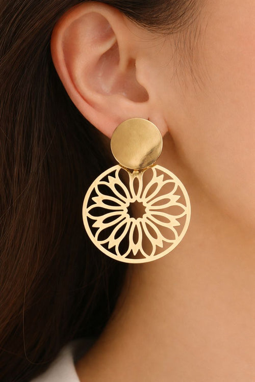 Gold Floral Cut-Out Drop Earrings