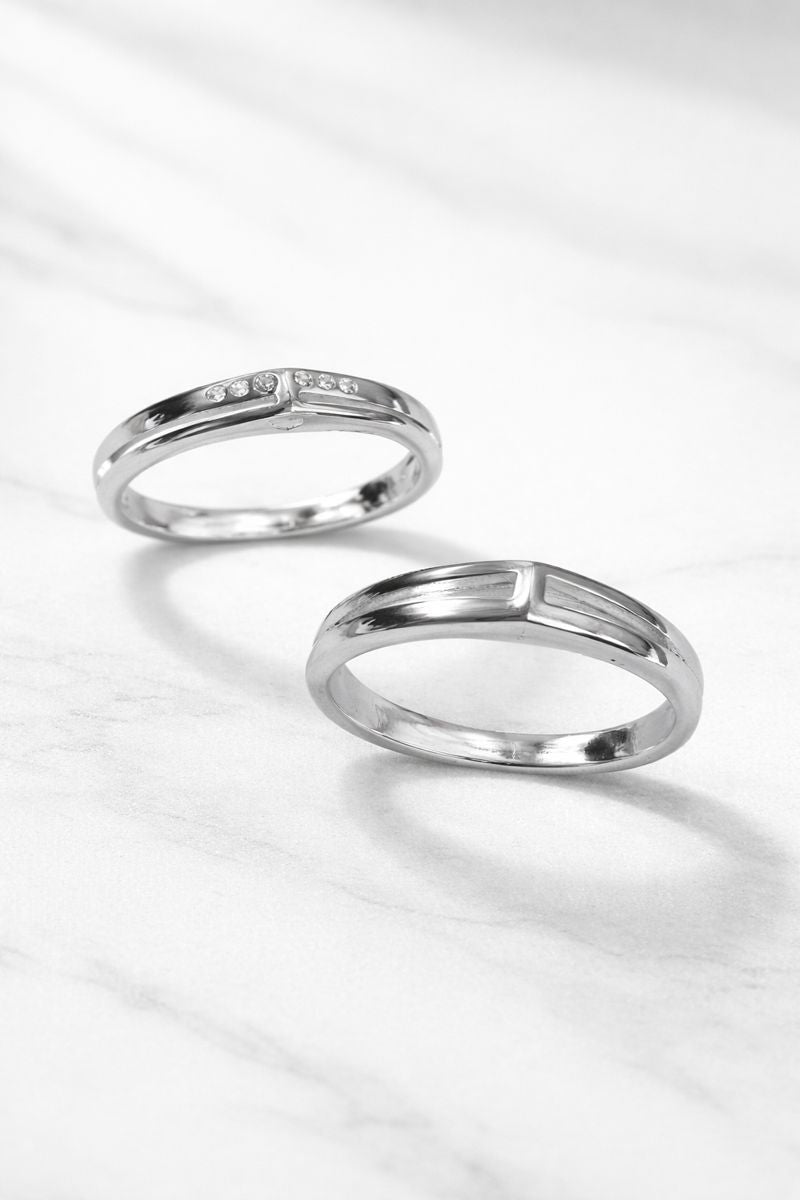 Minimalist Silver Couple Band Rings – Classic Matching Design
