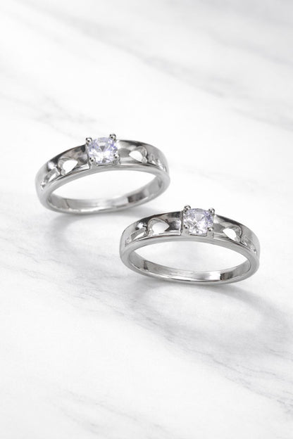Premium Silver Solitaire Couple Rings – Elegant Matching Design