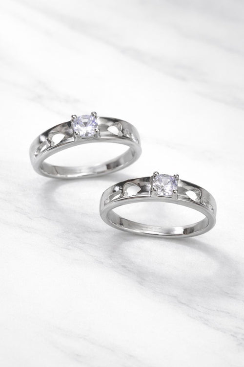 Premium Silver Solitaire Couple Rings – Elegant Matching Design