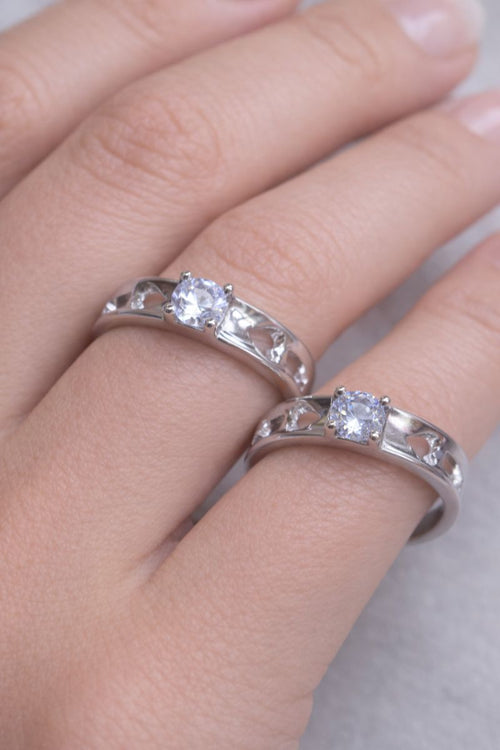 Premium Silver Solitaire Couple Rings – Elegant Matching Design