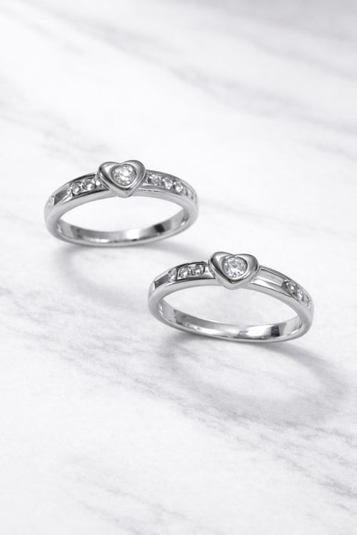 Heart Design Silver Couple Rings – Romantic Matching Ring Set